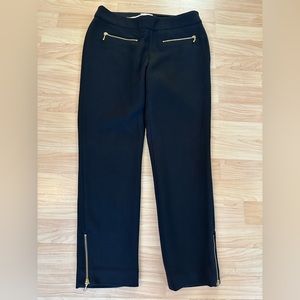 Kate Spade Black Wool Blend Pants Gold Embellished Zippers Size 2 EUC